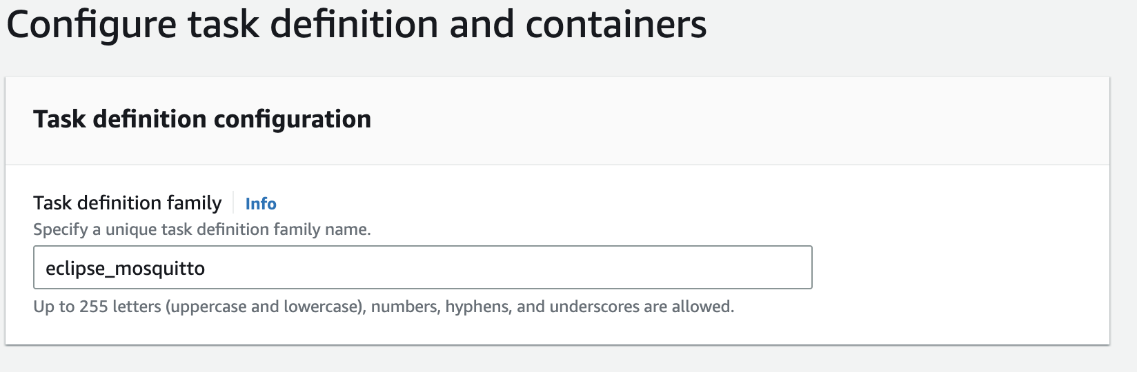 Create new task definition Eclipse Mosquitto MQTT Broker